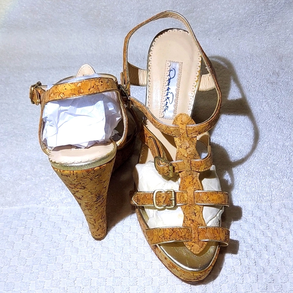 Oscar DE LA Renta muel wedge shoes, 38 7.5 cork